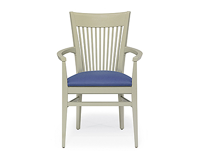 Wood Frame Slat Back with Arms-Upholstered Seat